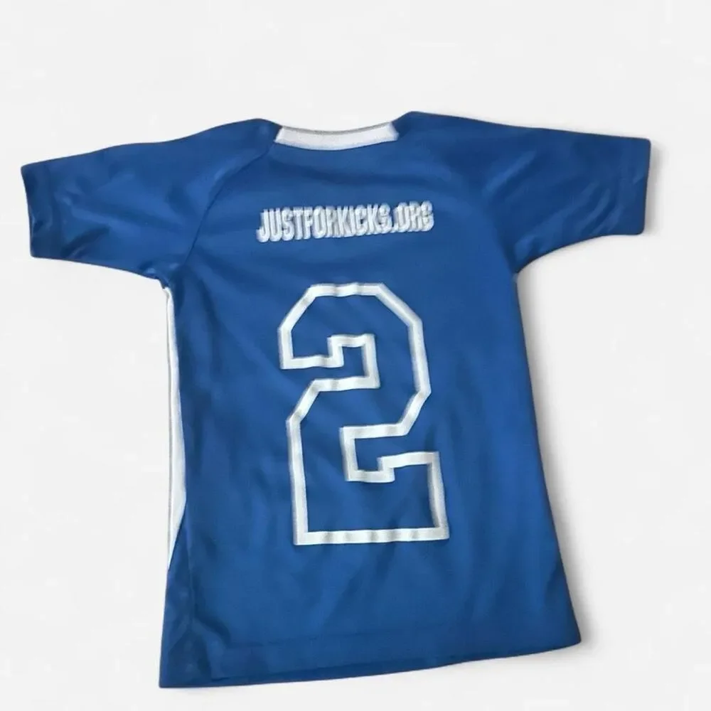 Kids Blue and White Soccer Jersey